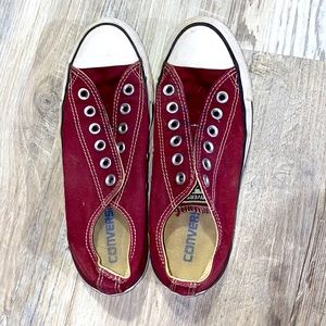 Maroon colored Converse.